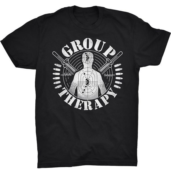 

group therapy t shirt shooting range target gun bullets ak47 colt shootgun rifle for youth middle-age old age tee shirt
