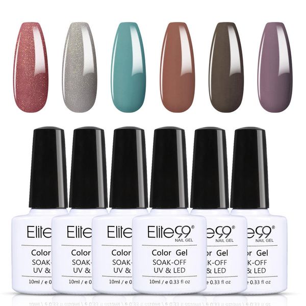 

elite99 6шт / много ногтей гель польский набор гибридный лаки маникюрные набор для ногтей гель-лак semi постоянный уф-гель для ногтей, Red;pink