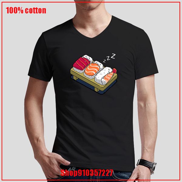 

funny sleepin' sushi v-neck t shirt men summer cotton short sleeve man t-shirt hip hop t-shirt casual mens summer tee shirt