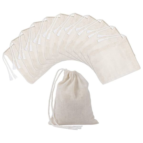 

storage bags lber 100 pieces drawstring cotton muslin bags, brew (4 x 3 inches)