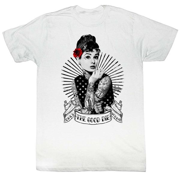 

2018 summer tee shirt ae designs audrey hepburn shirt tattooed t-shirt cotton t-shirt