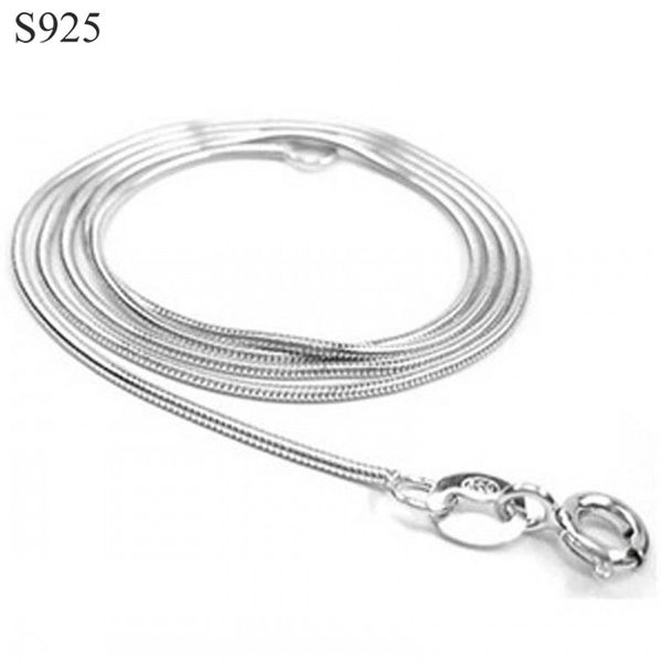 

genuine real pure solid 925 sterling silver chain necklace men women snake chain jewelry male female 50cm long collier necklaces