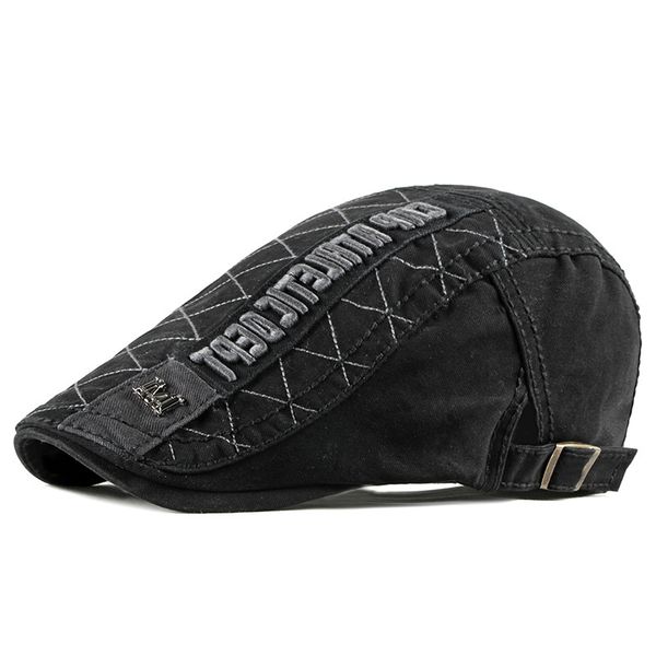 

berets wuaumx casual men's hats retro hat for women cotton visors embroidery herringbone flat caps artist peaked sboy cap, Blue;gray