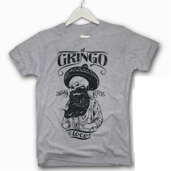

t-shirt - el gringo loco - skull beard beard old school mexican s m l xl xxl adults casual tee shirt