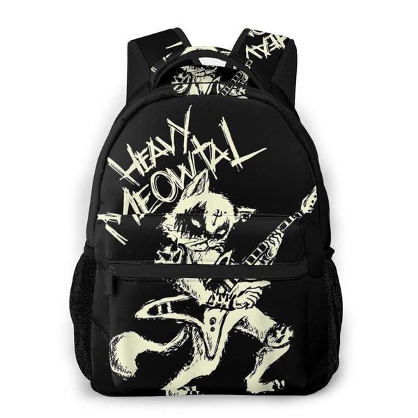 

heavy metal cats gift clothing guitar playing cat gothic backpack for girls boys travel rucksack nana printing