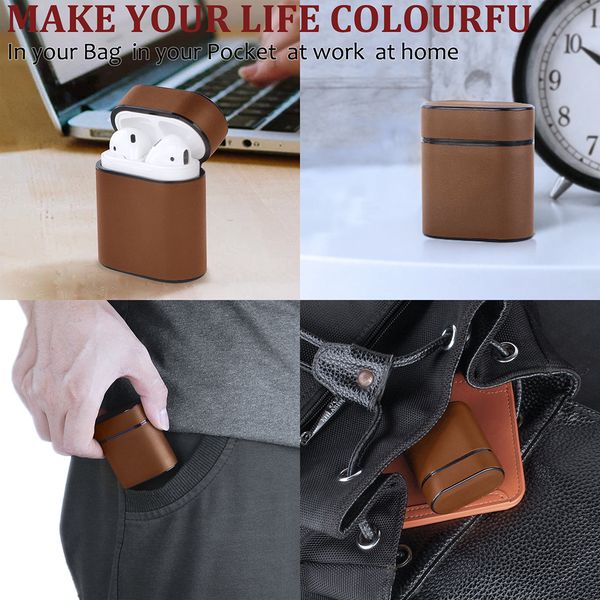 

pu leather headset case protect cover for airpods charging box