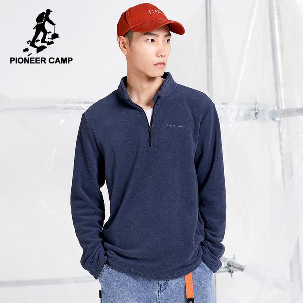 

pioneer camp new autumn warm fleece hoodies men comfortable causal black gray blue clothing kg-1157