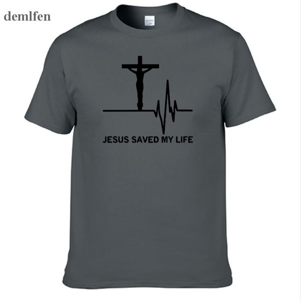 

jesus saved my life t shirt men savior god religion prayer faith christian t-shirts cotton short sleeve tees homme