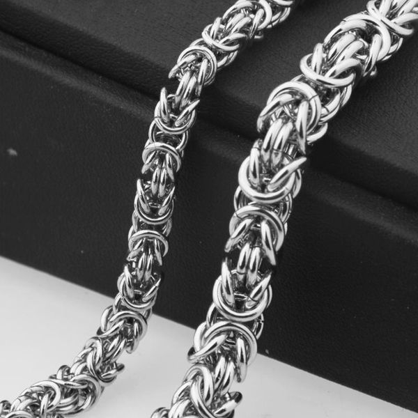

6/8/10mm trendy jewelry stainless steel handmade round byzantine chain necklace link chain mens womens necklace or bracelet7-40, Silver