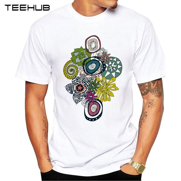 

2019 teehub new men's abstract succulents design t-shirt short sleeve o-neck cool hipster tee