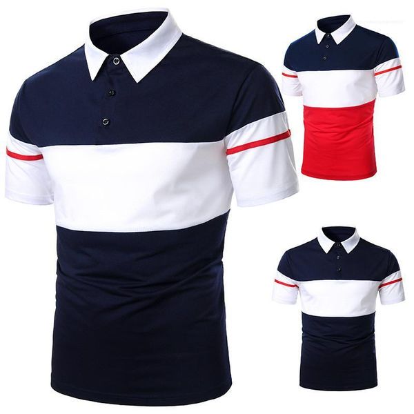 

воротник три кнопки tops casual мужчины одежда летняя мужская дизайнер polos тонкий контраст цвета отпечатанных подготовка номера ко сну, White;black