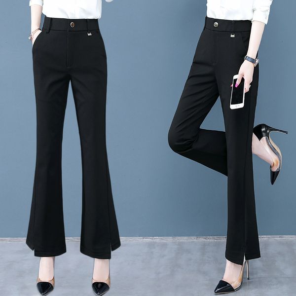 

women's pants & capris black suit bell-bottom ninth, Black;white