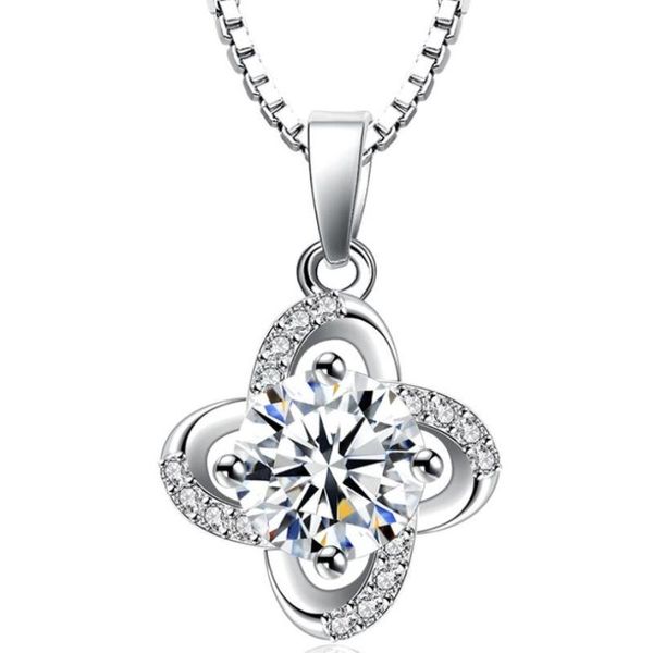 

стильный циркон эстетический вечен сердце листьев кулон ожерелье, Silver