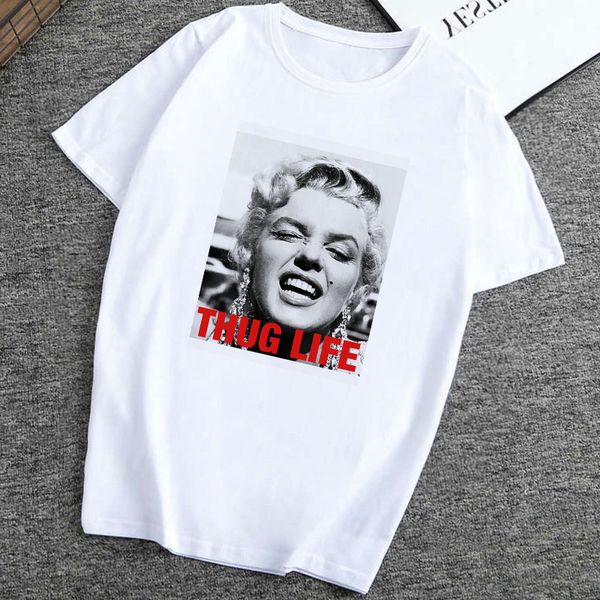 

marilyn monroe thug life women vintage t shirt harajuku streetwear short sleeve women vogue t shirt aesthetic camiseta mujer