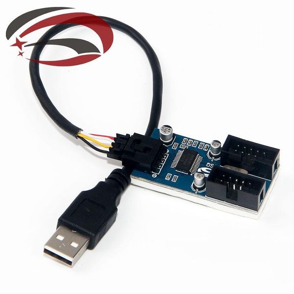 

usb a male to internal 2-port dupont 9pin male adapter converter splitter pcb socket extender cable chipset inside 20cm