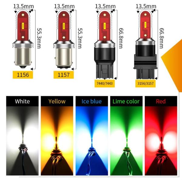 

2pcs powerful csp no hyper flash 1156 ba15s p21w bau15s t20 7440 led bulb turn signal light lamps amber canbus error lamps