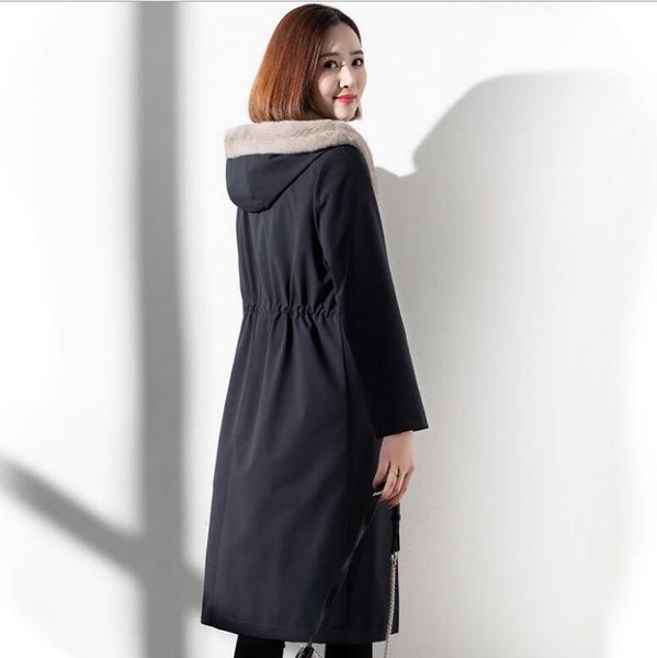 

2020 autumn winter new style clothing women long faux fur coat female both tow sides can wear imitation fur liner overcoat, Black