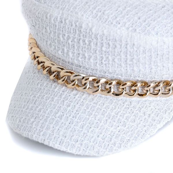 

женщин ретро плед плетение flat top берет cap металлические цепи rope сплошной цвет элегантный регулируемая newsboy visor navy hat, Blue;gray