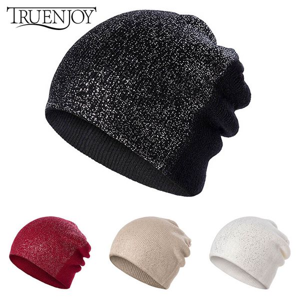 

beanie/skull caps truenjoy women's winter knitting hats skullies beanies hat 4 colors fashion autumn beanie for ladies bonnet high qual, Blue;gray