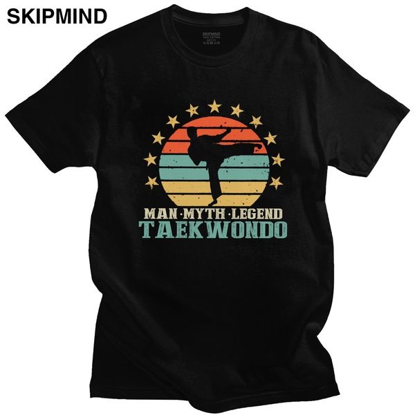 

trendy retro taekwondo t shirts men short sleeves the man the myth the legend t-shirt tae kwon do kick tshirt cotton tee gift