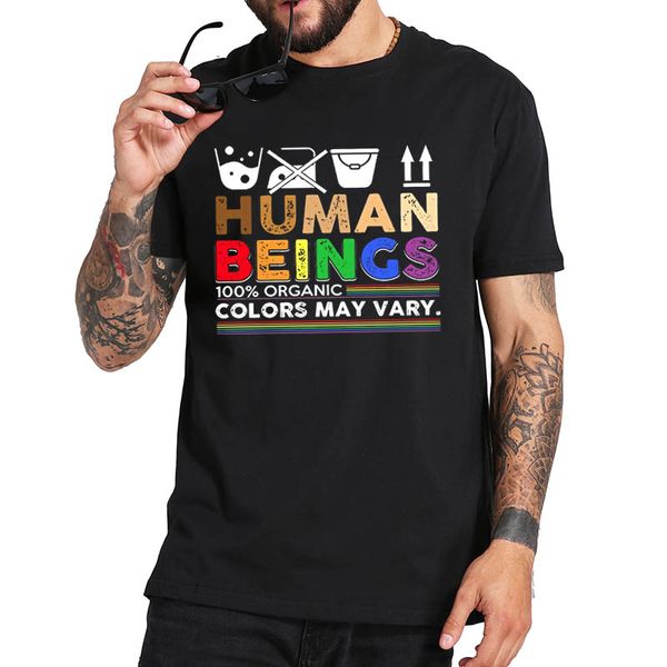 

100% cotton t shirt human beings 100% organic colors may vary tees crew neck short sleeve basic tee