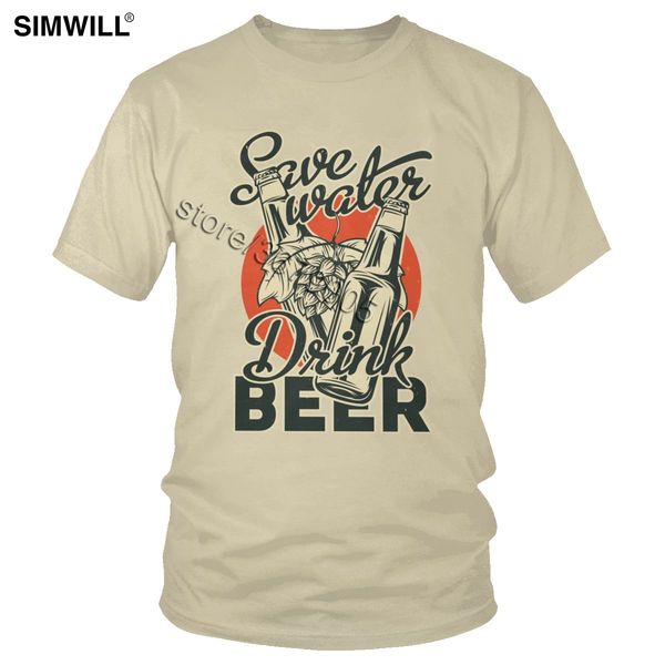 

классический ретро футболка мужчины хлопок save water drink beer tshirt коротким рукавом проблемные питьевой досуг тройники летняя одежда