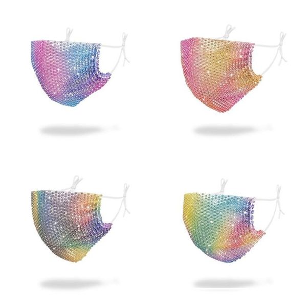 

inlaied crystals gradients mouth face masks reusable mascarilla breathing foldable mascherine washable fashion anti smoke earloop 4 5sy c2
