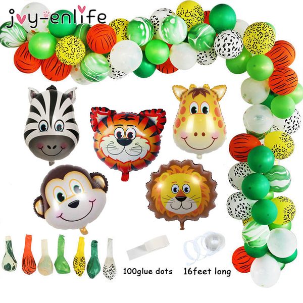 

1set джунгли партия шары украшения kit safari party baby shower животных воздушные шары arch дети день рождения balloon зоопарк themed