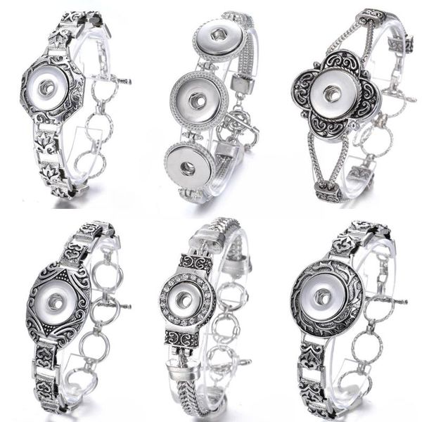 

2020 new snap button jewelry bracelet metal snap button bracelet bangle diy 18mm adjustable chain bracelets, Golden;silver