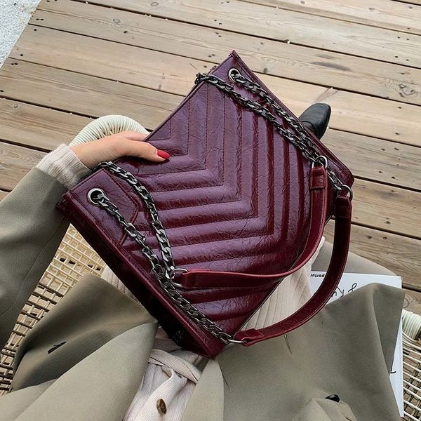 

solid color pu leather chain crossbody bags for women quality shoulder bag lady travel handbags winter totes