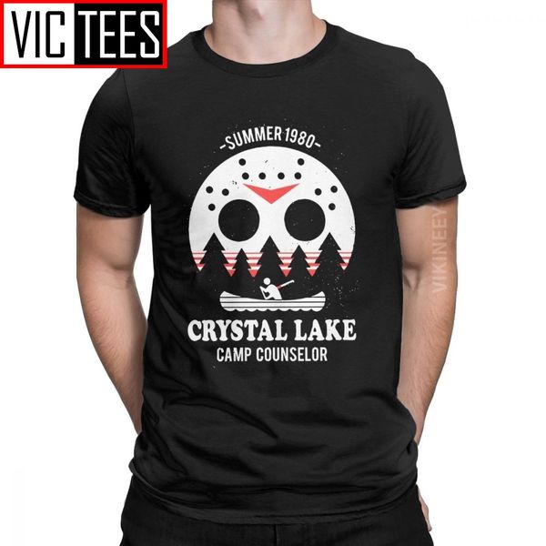 

men's crystal lake camp counselor t shirt the 13 friday jason horror 13th 100 percent cotton clothes big size tshirt