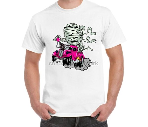 

cool mummy racer white t-shirt retro od cartoon automotive racing