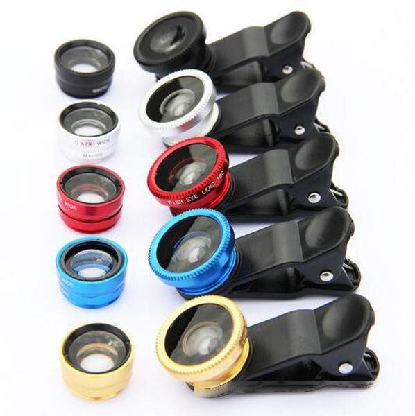 

universal 3 in1 clip fish eye lens wide angle macro mobile phone lens for smart phones fisheye