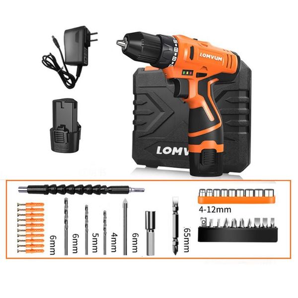 

lomvum 12v double speed electric drill rechargeable mini cordless handheld screwdriver drill dz1201009-16 us
