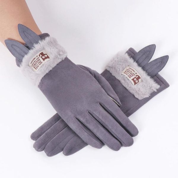 

homenest нового прибытия женских перчаток мультфильм уха зимнего руно термических перчатки сгущают теплые варежки femme режим hiver, Blue;gray