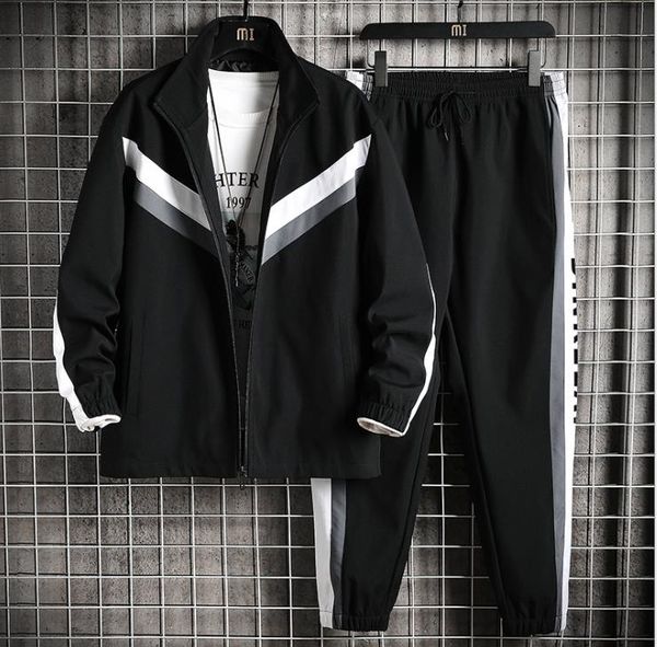 

mens designer tracksuits autumn winter zipper cardigan jacket coat long pants 2pcs set panelled casual suit, Gray