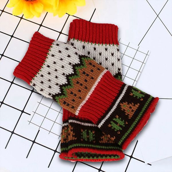 

1 pair winter knitted fingerless gloves christmas tree gloves knit half finger computer color fashion, Blue;gray