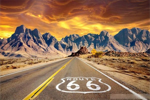 

laeacco route 66 road sign usa desert shrub blue sky natural scenic pgraphic backdrops pgraphy background p studio
