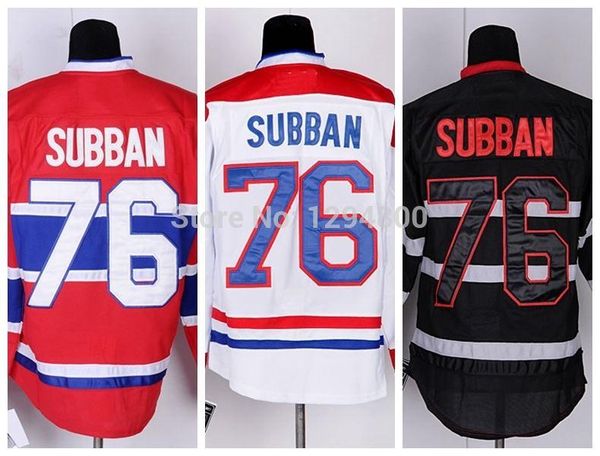 

customzie mens womens kids montreal canadiens ice hockey jerseys #76 p.k. subban jersey home red road white black ice stitched jerseys, Black;red