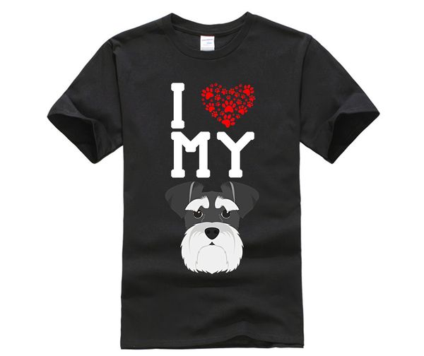 

i love my dog шнауцеры animal lover лучший друг футболка плюс с коротким рукавом печати женщины тенниска бесплатная доставка для мужчин