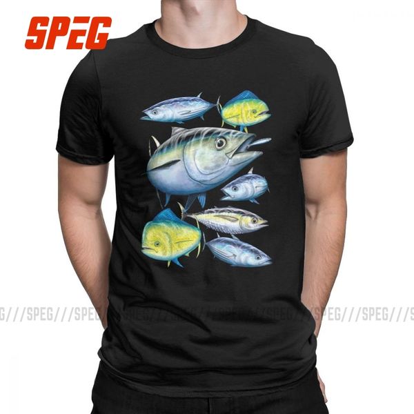

tuna and mahi mahi t shirts men marine art gamefish fishing summer clothes short sleeve unique t-shirt o neck cotton tees