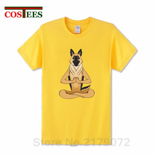

german shepherd namaste yoga t shirt men parody buddha master design german shepherd dog t-shirt hip hop streetwear tshirt homme