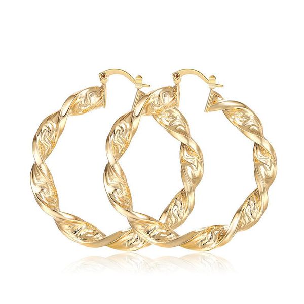 Qualität 18K Gold Cooper Damen Ohrhänger Creolen Messing Twist Schmuck Euro Amerika Schlichte Mode