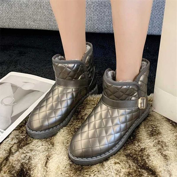 

2020 autumn and winter new snow boots women's shoes thick heel round toe plus velvet thick casual warm short boots rhombus plus, Black