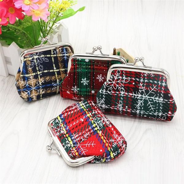 

wholesale-coin and america christmas new purse lattice pattern europe coin bag mini student zero purse, Red;black