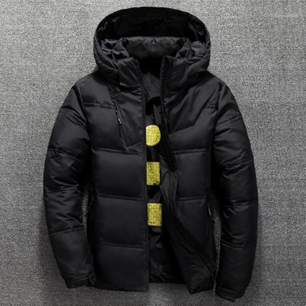 

hooded down jacket man designer solid color zipper lapel neck coats removable hat long sleeved outerwear clothing outdoor short, Black