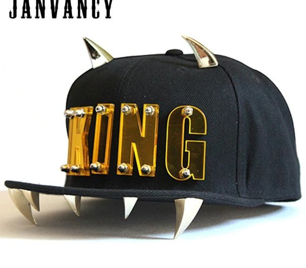 

janvancy punk king бейсболки мужчины женщины танцуют шоу айке письмо hip hop snapback flat bone hat with88, Blue;gray