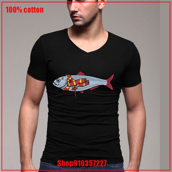

herring potter fish v-neck t shirt men classic casual v-neck t-shirt color diversified mens clothing fitness casual fashion