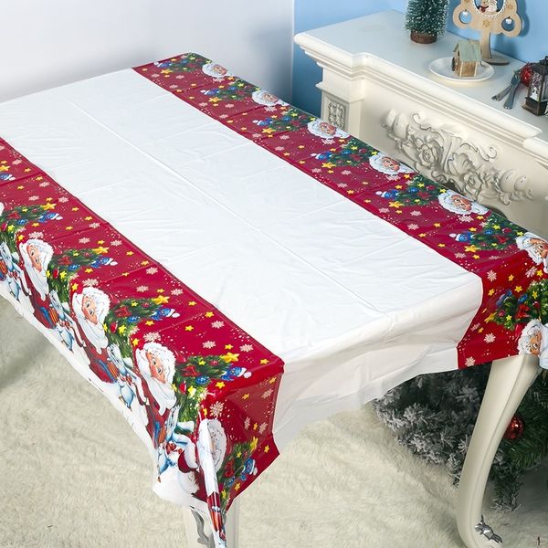 

180*110cm christmas tablecloth santa claus printed rectangle pvc tablecloth new year christmas dinner party table decorations