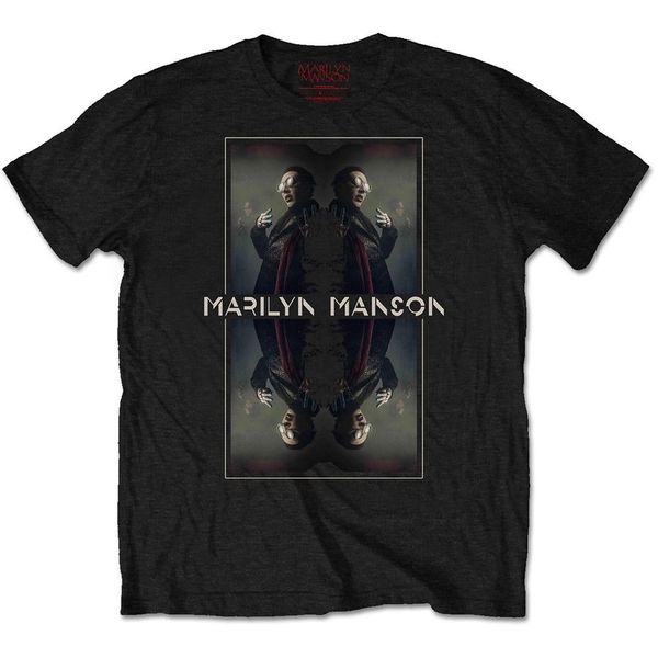 

xl black men's marilyn manson mirrored t-shirt - official mens t shirt